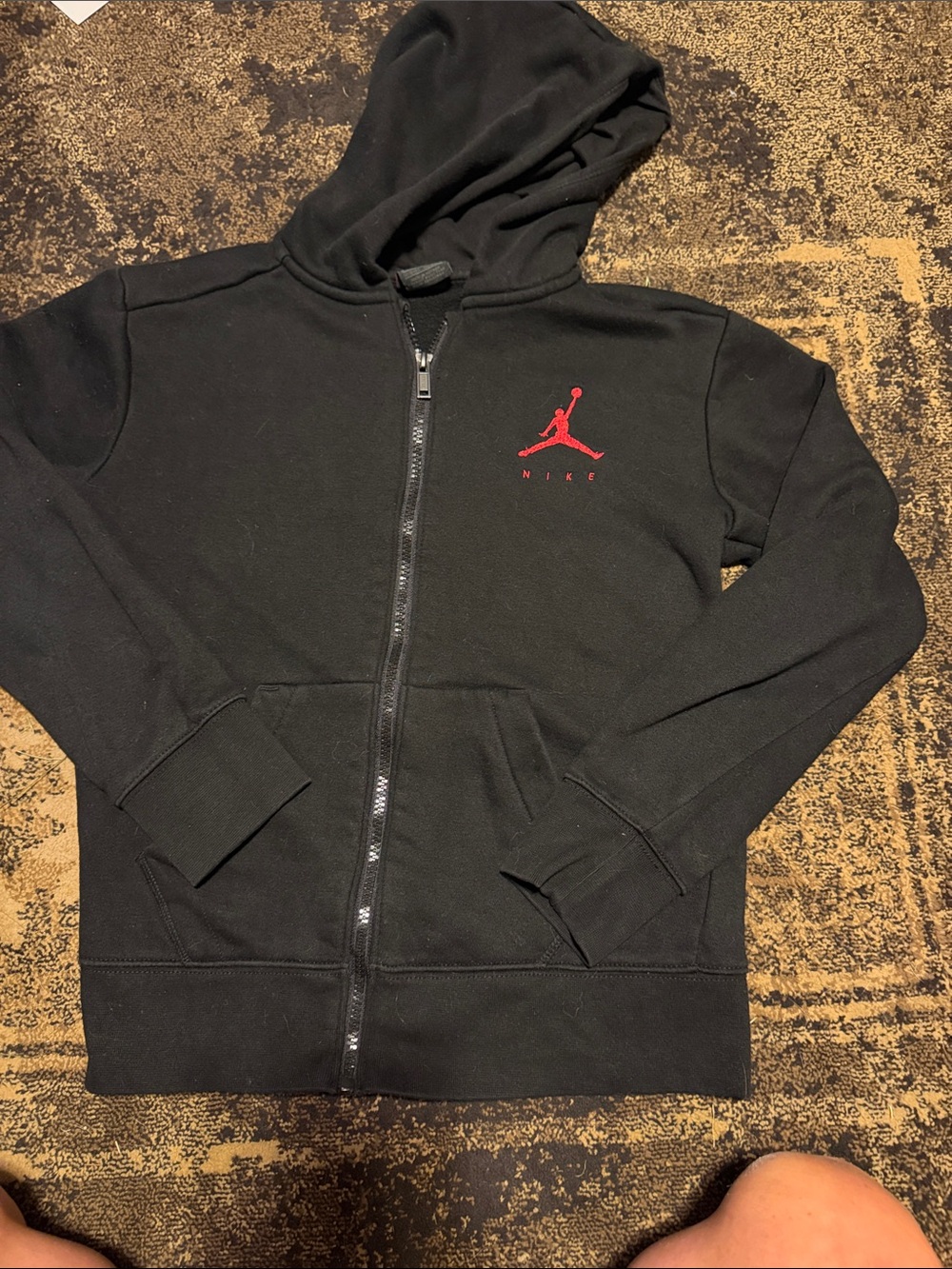 Nike Black Zip Hoodie with Red air Jordan  Logo